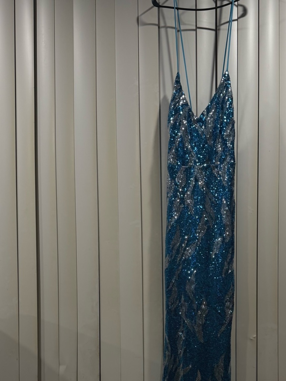 Sparkling Teal Sequin Slip Dress